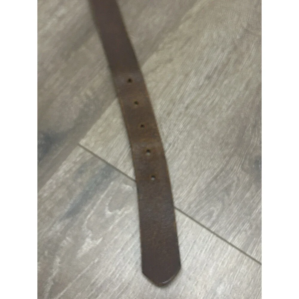 J CREW Mens Genuine Leather Belt  Brown Silver Buckle Size 38 Made In England